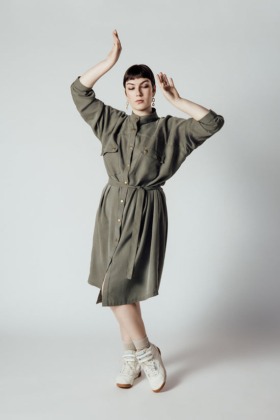 Image Title Cargo Shirt Dress